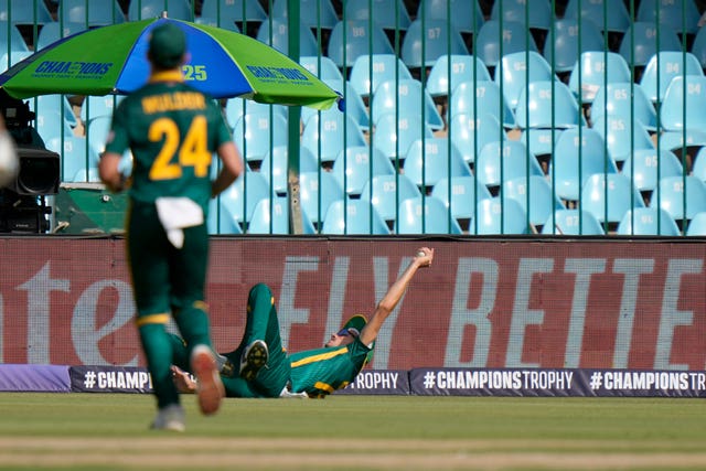 Marco Jansen takes a superb catch to dismiss Harry Brook 