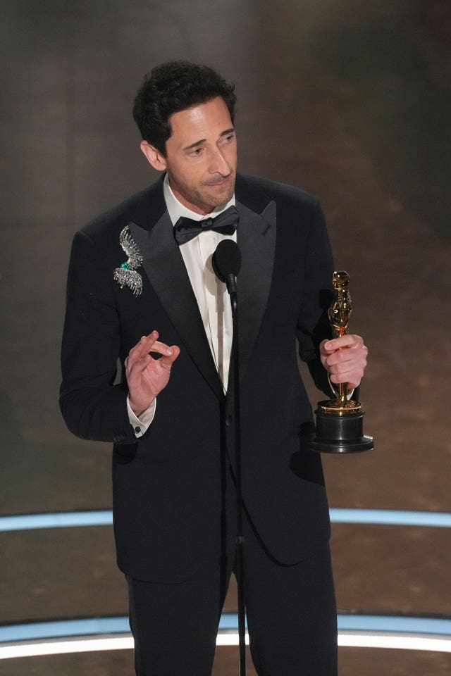 Adrien Brody, Mikey Madison Shine as 'Anora' Dominates Oscars 2 Adrien Brody on stage at the Oscars