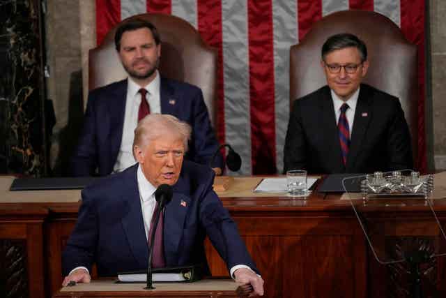 US President Donald Trump making a speech