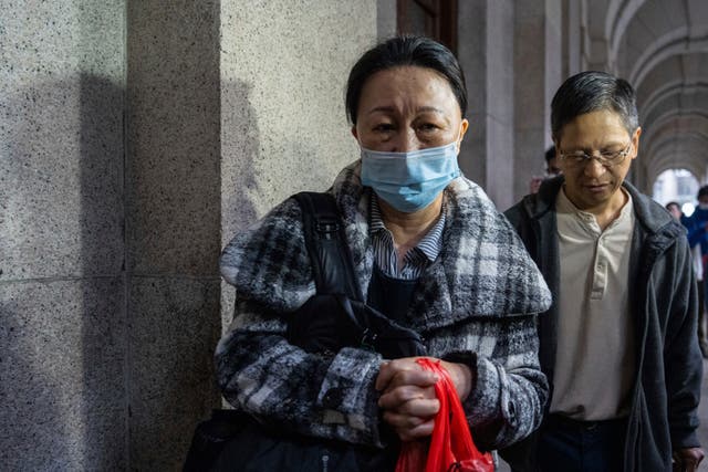 Medina Chow Lau Wah-chun, mother of Chow Hang-tung, leaves the Court of Final Appeal 