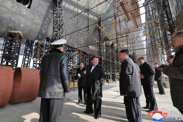 Kim Jong Un at a shipyard