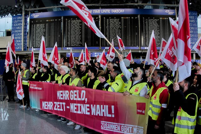 A picket line at Frankfurt airport