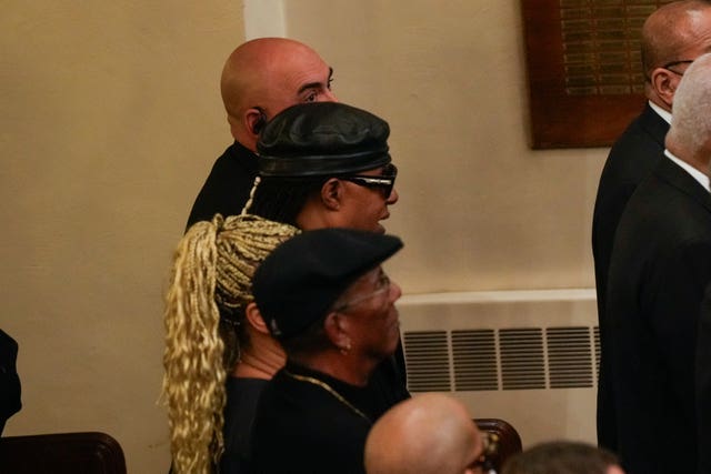 Stevie Wonder at the ceremony at The Abyssinian Baptist Church