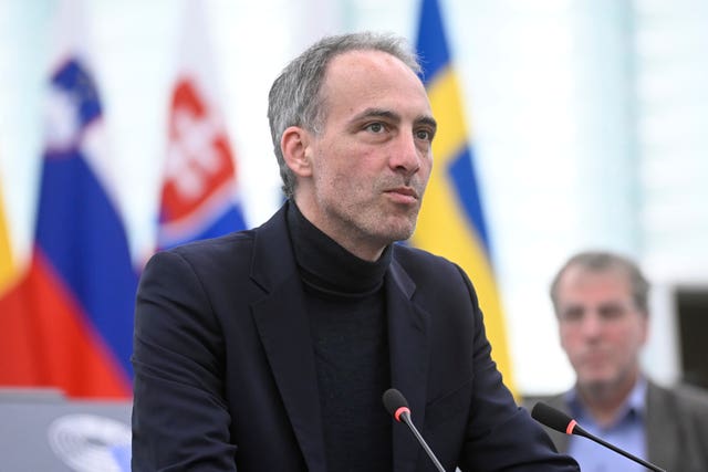 Raphael Glucksmann at the European Parliament in Strasbourg, eastern France 