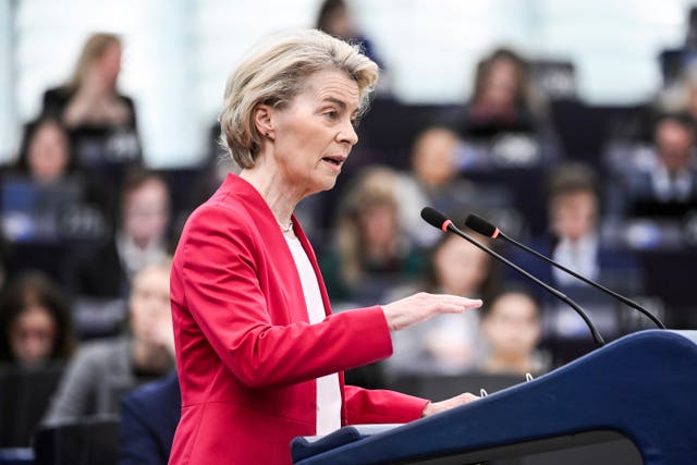 European Commission President Ursula von der Leyen addresses European Parliament members 