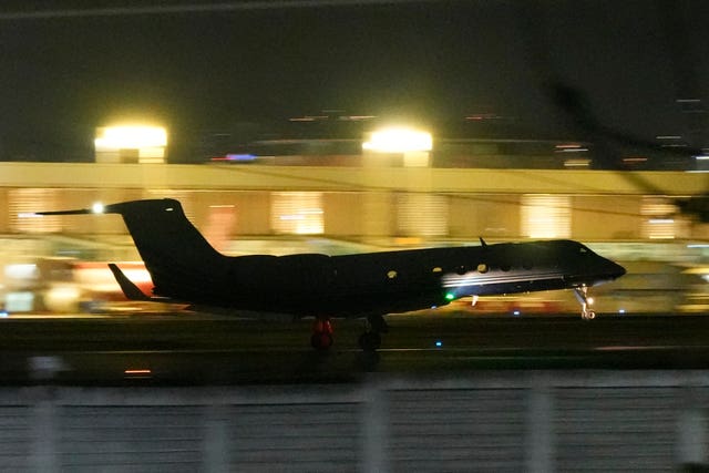 Plane takes off at night