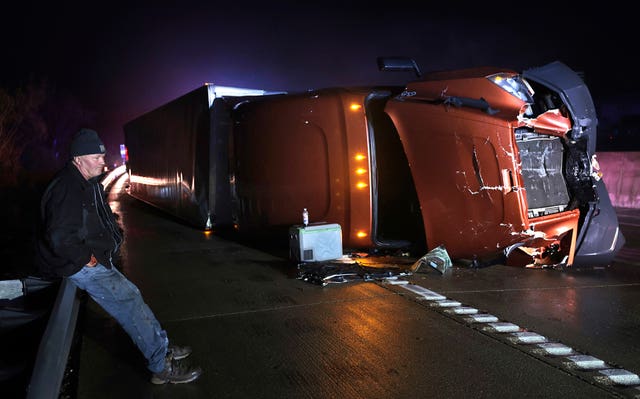 Overturned truck