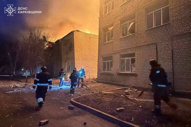 Buildings on fire in Ukraine