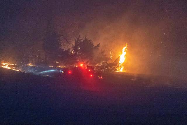 Fire crews from Coyle, Oklahoma, battle a wildfire