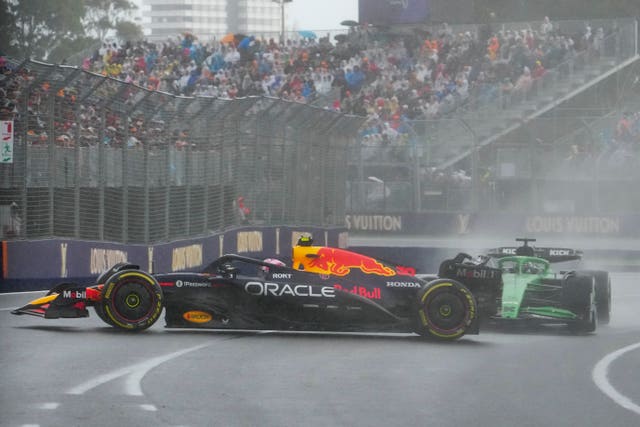 Red Bull driver Liam Lawson of New Zealand spins off the circuit