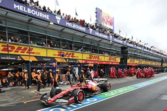 Lewis Hamilton pulls out of the pit lane