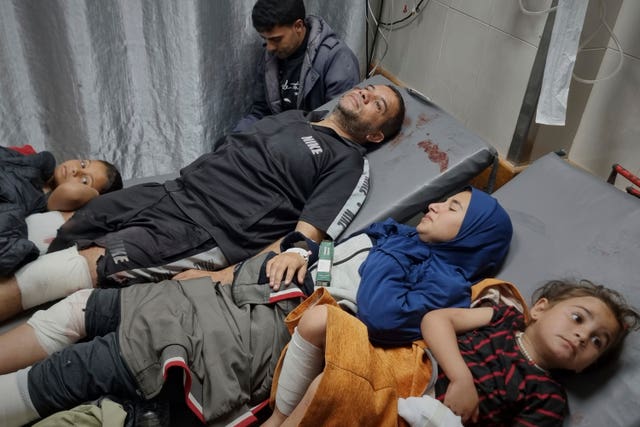 Injured Palestinians wait for treatment in hospital