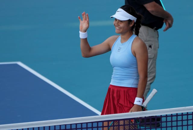 Emma Raducanu celebrates victory over Sayaka Ishii 