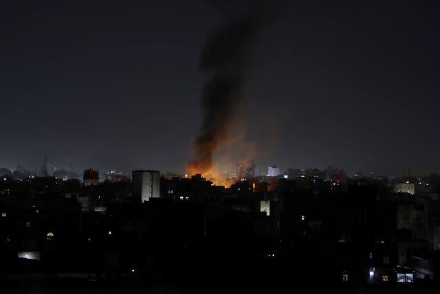 Smoke rises from a location reportedly struck by US airstrikes in Sanaa 