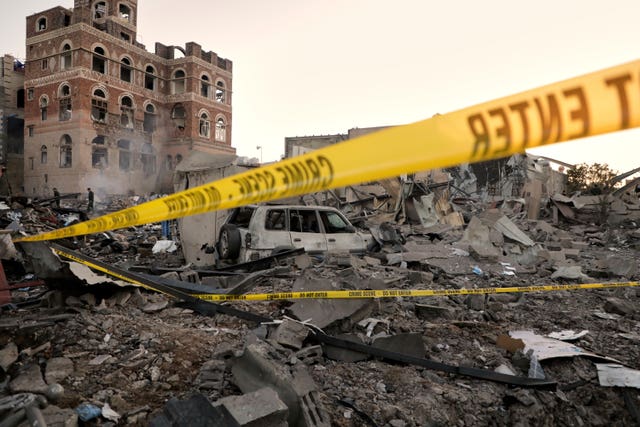 Rubble of building after US airstrike 