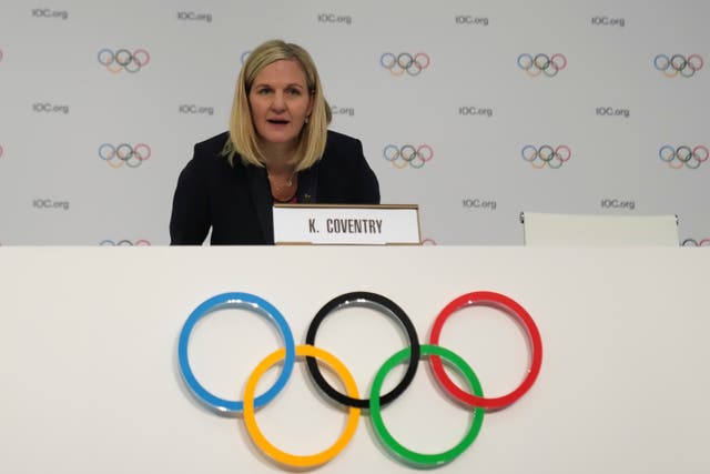 New IOC president Kirsty Coventry on stage