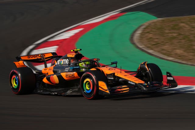 Lando Norris drives his car in China