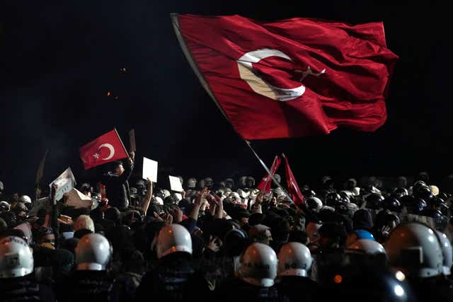 Anti-riot police officers in Istanbul, Turkey, during a protest