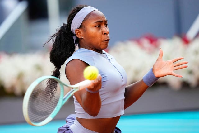 Coco Gauff strikes a forehand