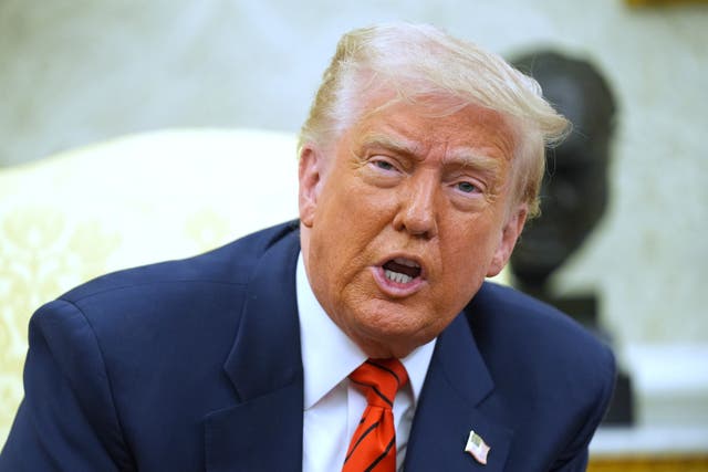 US president Donald Trump speaks in the Oval Office of the White House 