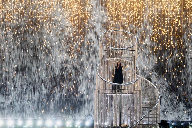Yuval Raphael from Israel performs the song New Day Will Rise during the grand final of the 69th Eurovision Song Contest in Basel, Switzerland 