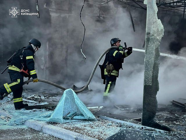 Firefighters put out a blaze