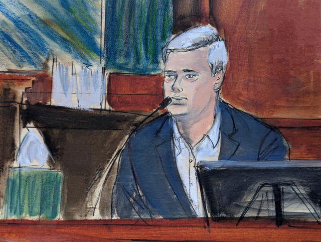 Court sketch of David James giving evidence