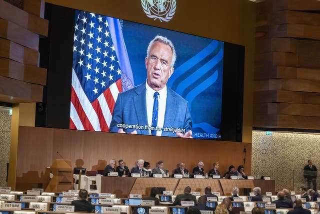 Robert Kennedy Jr delivering a statement on a video
