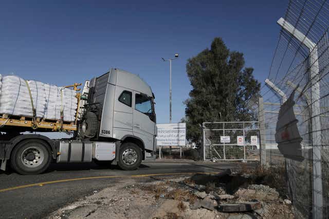 A truck carrying humanitarian aid for the Gaza Strip
