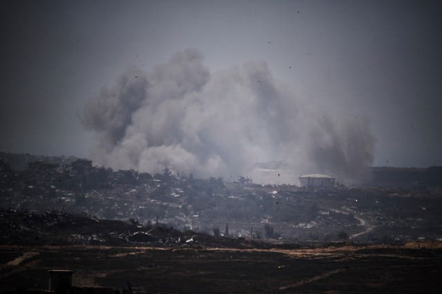 Smoke rises to the sky following an explosion in the northern of Gaza Strip