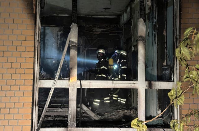 Firefighters at the hospital