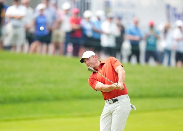 Rory McIlroy hits a shot