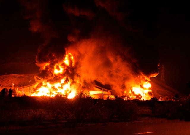Blazing oil storage facility