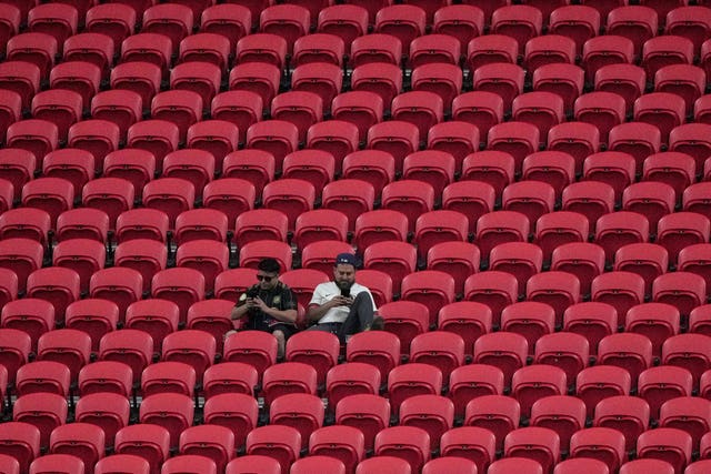 Fans wait for the beginning of the Club World Cup match between Chelsea and Los Angeles FC