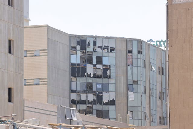 A medical centre in Israel hit by a missile fired from Iran