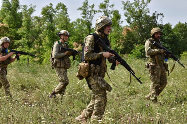 Ukrainian servicemen attend military training 