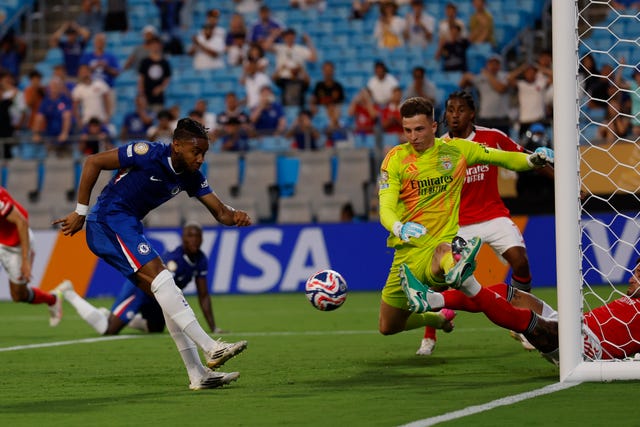 Chelsea’s Christopher Nkunku scores his side’s second goal