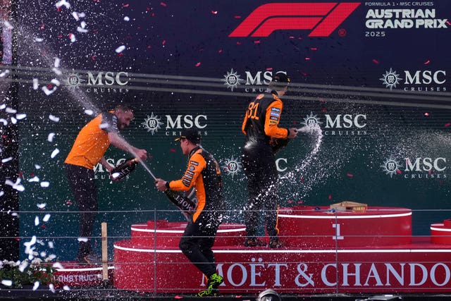 Lando Norris and Oscar Piastri celebrate their one-two in Austria 