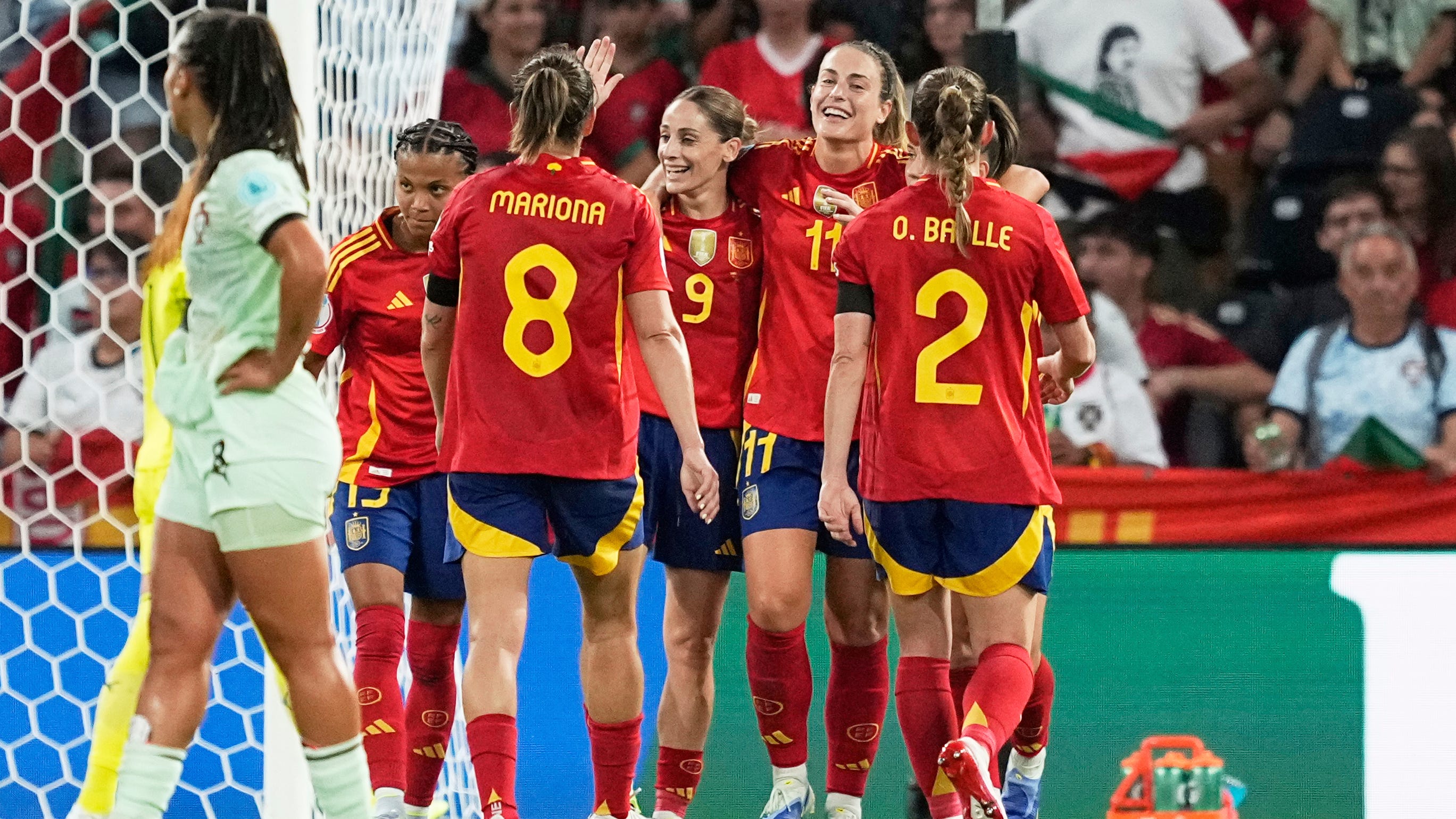 Spain swept past Portugal in Bern as the world champions laid down an early marker at Euro 2025 (Martin Meissner/AP)
