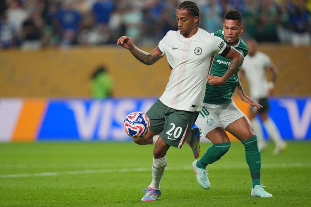 Chelsea’s Joao Pedro, front, controls a ball