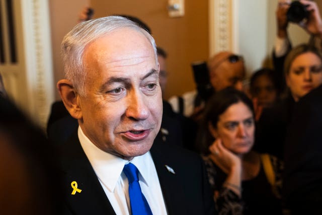 Israeli Prime Minister Benjamin Netanyahu speaks to reporters