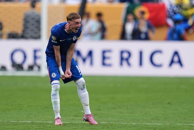 Chelsea’s Cole Palmer celebrates winning the Club World Cup final