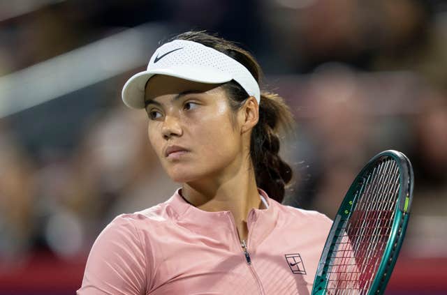 Emma Raducanu on court during a tennis match