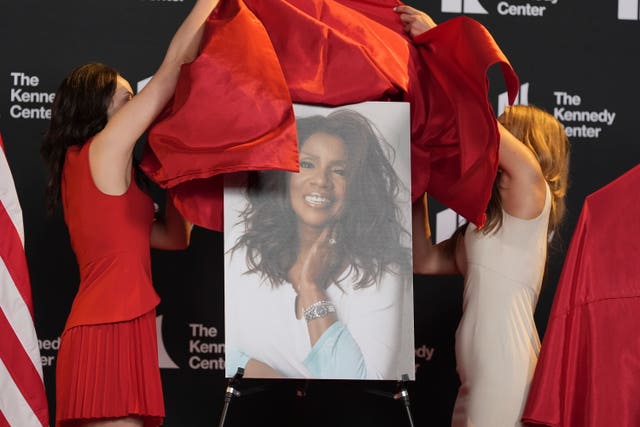 Gloria Gaynor is unveiled by President Donald Trump to be a recipient of the Kennedy Centre Honours at the Kennedy Centre in Washington 