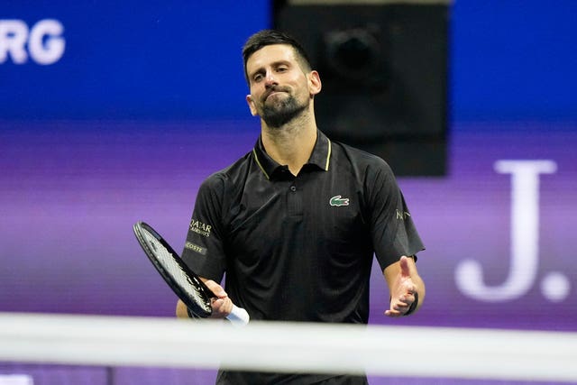 Novak Djokovic looks frustrated