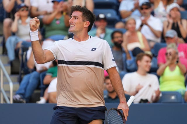 Federico Agustin Gomez clenches his fist