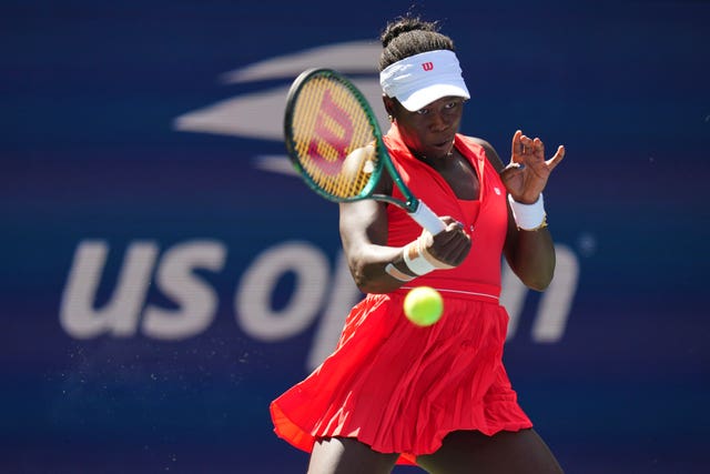 Victoria Mboko hits a forehand