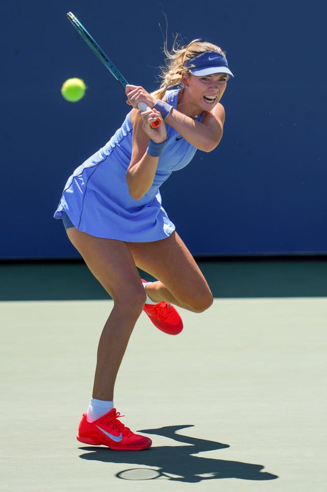 Katie Boulter strikes a backhand