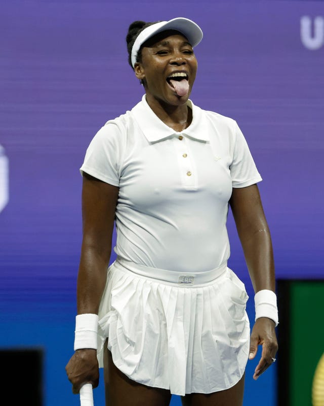 Venus Williams reacts to a point