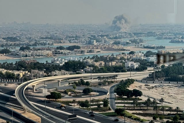 Smoke rises over Doha following an Israeli airstrike